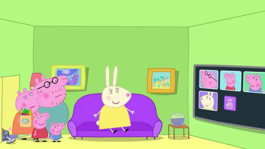 佩奇家的新电视太牛了，能招待客人还能网购