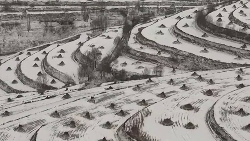 宁夏彭阳：山城雪景如画